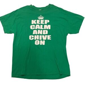 Keep Calm and Chive On Graphic T-Shirt Funny Taco Tuesday Slogan Tee Size‎ XL